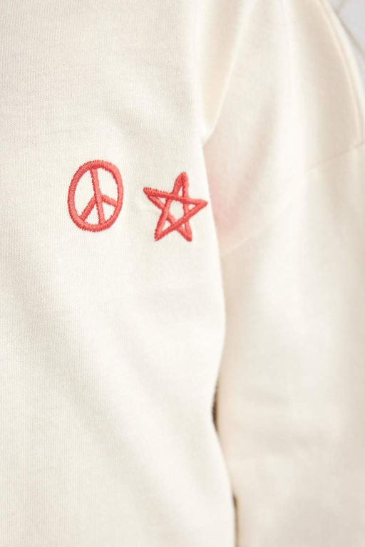 Футболка Relax Fit для девочек с круглым вырезом и длинными рукавами с принтом - Defacto фото 6