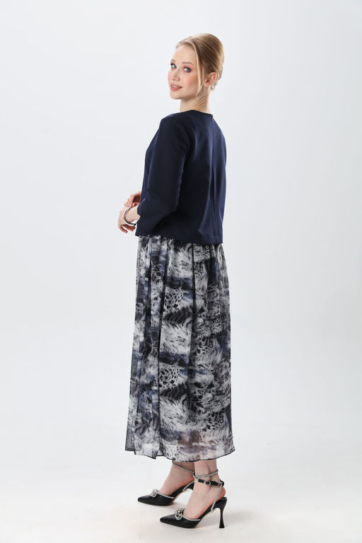 Платье NIKVA н1007-2 индиго и серая абстракция  фото 8