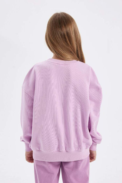 Толстовка с принтом для девочек Relax Fit с круглым вырезом - Defacto фото 6