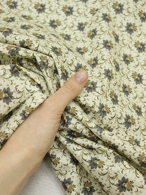 Импорт. хлопок Андромеда (серые цветы), ш.1.45м, хлопок-100%, 105гр/м.кв - Купава фото 6