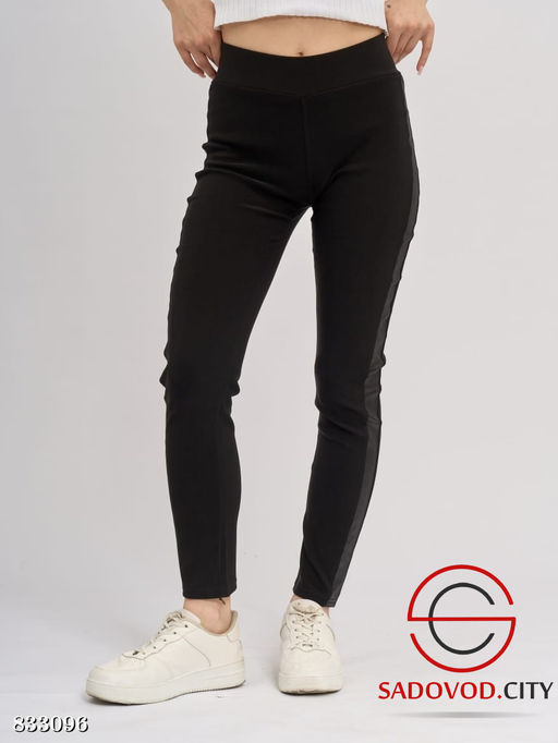 Лосины женские с кожаными вставками