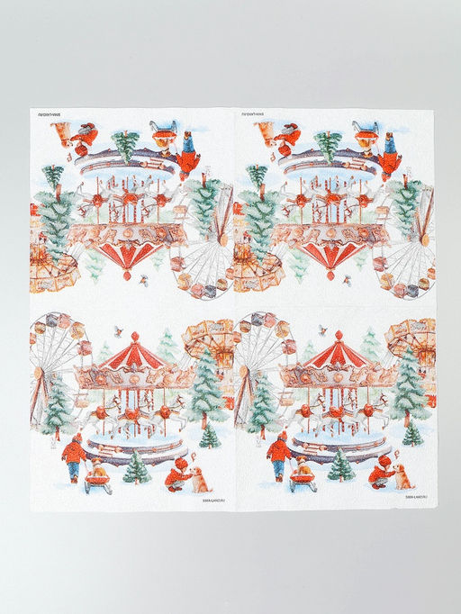 Цена за 3 шт. Салфетки бумажные двухслойные «Новогодние забавы», 33х33 см, 20 штук