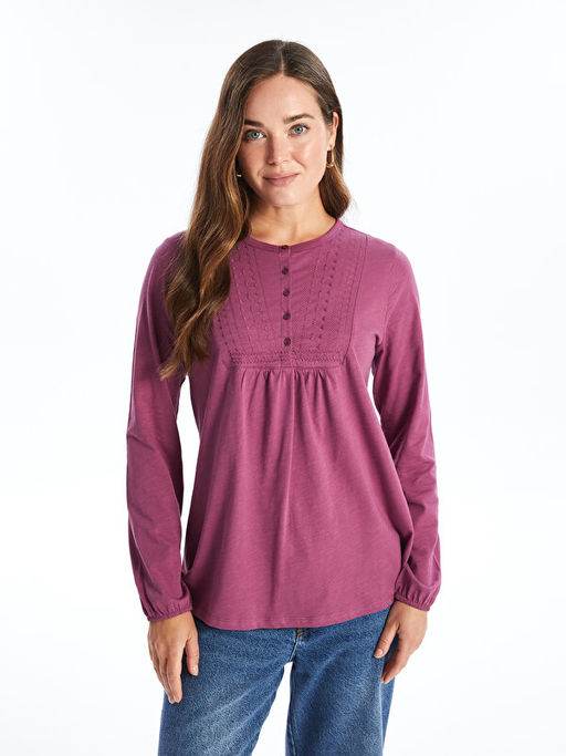 Bisiklet Yaka Nak??l? Kad?n Bluz