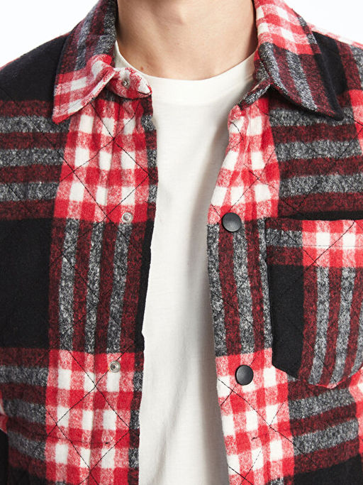 Regular Fit Uzun Kollu Ekose Erkek G?mlek Ceket