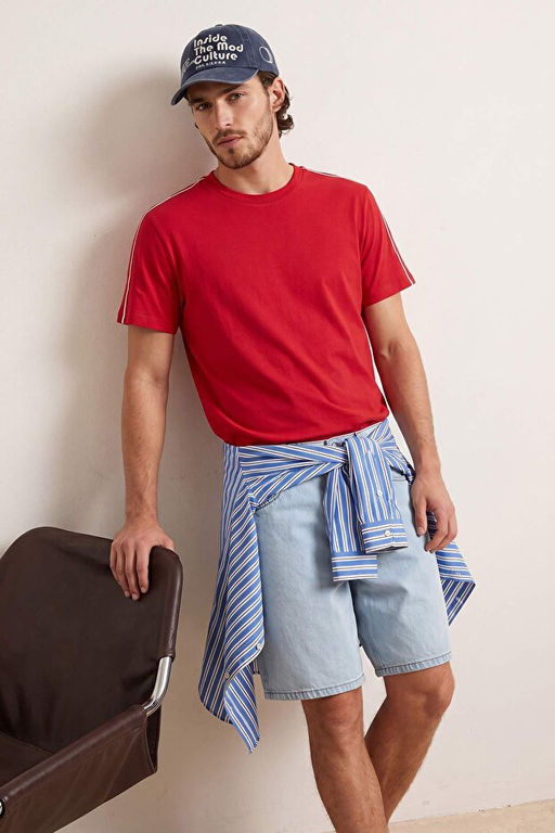 K_rm_z_ D___k Omuz Regular Kal_p _erit Detayl_ %100 Pamuk T-Shirt TMNSS26TS00078 - Trendyolmilla фото 4