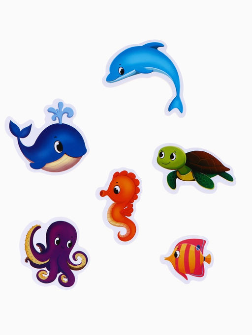 Игрушки - стикеры для купания в ванне «На море», EVA, набор 12 шт.