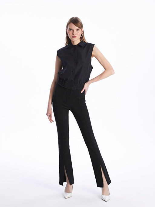 Kad?n G?mlek Yaka D?z Yelek