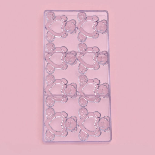 Форма конфет и шоколада Влюблённые мишки, 28?14 см, 8 ячеек, прозрачная