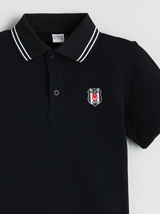 Polo Yaka Be?ikta? Bask?l? Erkek ?ocuk Ti??rt