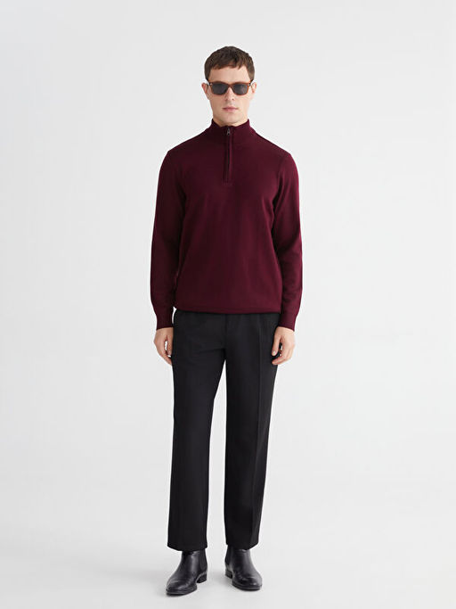 Fermuarl? Dik Yaka Erkek Triko Kazak