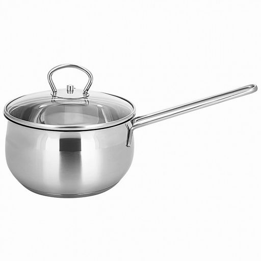 Ковш из нержавеющей стали Tessi 1,8л, д16,5см, h9,5см, стеклянная крышка, подарочная коробка, Appetite (Китай) Подходит для индукционных плит