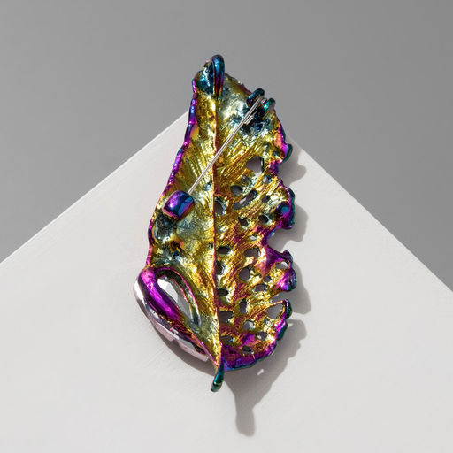 Брошь «Лист» изящный, цветной