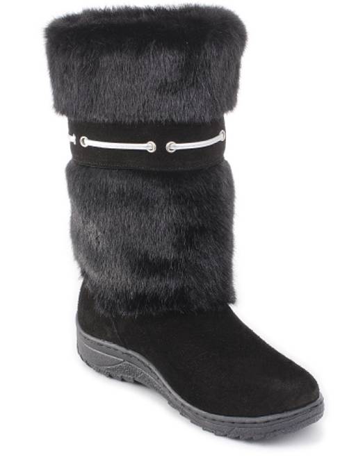 Унты женские на литой подошве черные, норка черная - Roshva фото 4