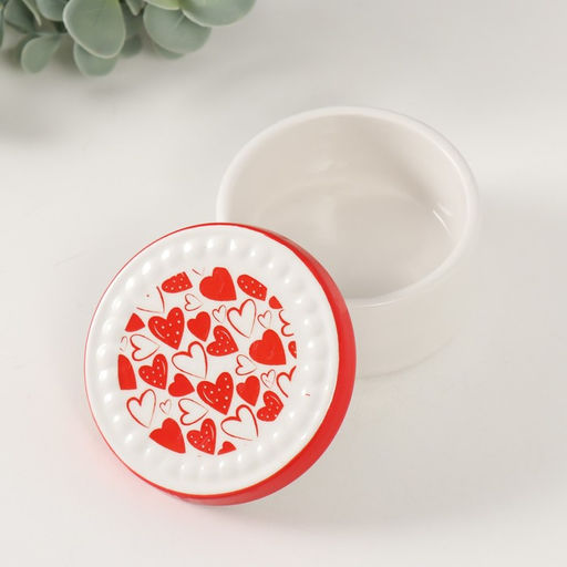 Шкатулка для украшений Сердечки, керамика, 7.5?7.5?4.5 см