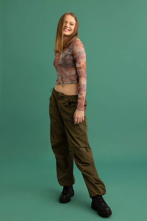 Брюки Cool Parachute Gabardine из 100 % хлопка - Defacto фото 2