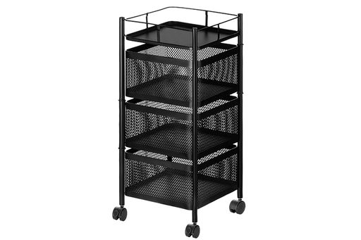 Этажерка 3-х ярусная 27*27*64 см Черная с выдвижными корзинами, на колесиках, металлическая - Elan gallery фото 5