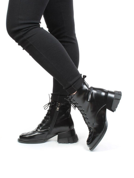 01-CYY11-1 BLACK Ботинки демисезонные женские (натуральная кожа, байка)