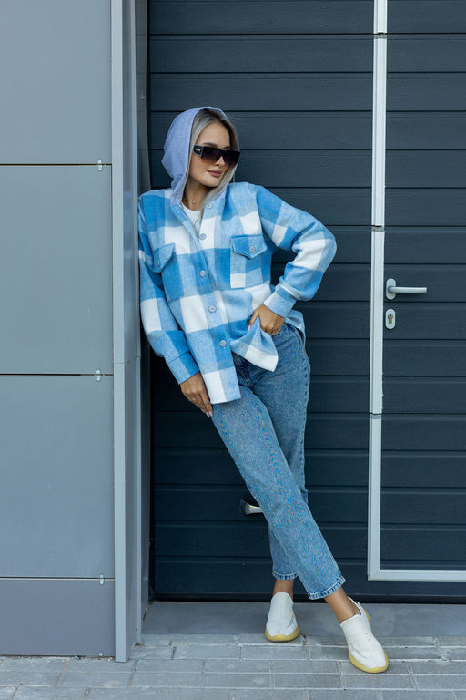 Рубашка женская в клетку с капюшоном РЖКК-01