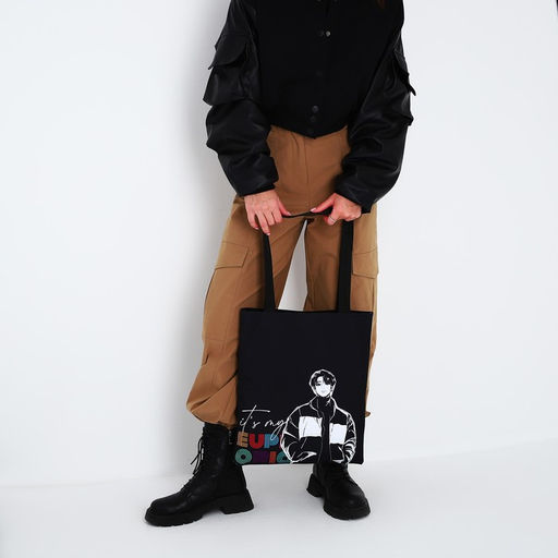 Сумка шопер Корея, 35х0.5х40 см, отд без молнии, без подклада, чёрная - Nazamok фото 2