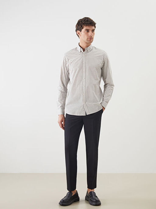 Slim Fit Uzun Kollu Ekose Erkek Oduncu G?mlek