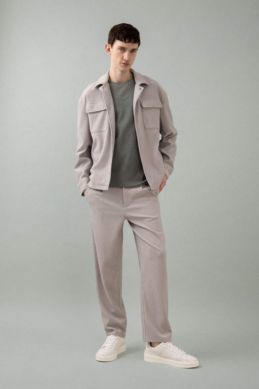 Плиссированная куртка с рубашечным воротником и расслабленным кроем - Defacto фото 2