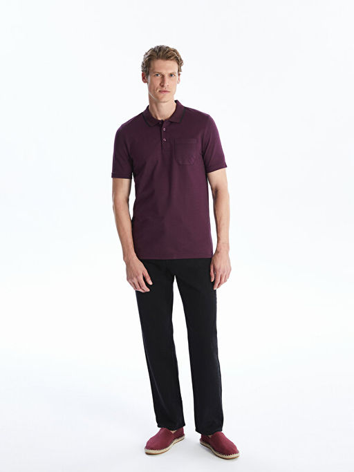 Polo Yaka K?sa Kollu Penye Erkek Ti??rt