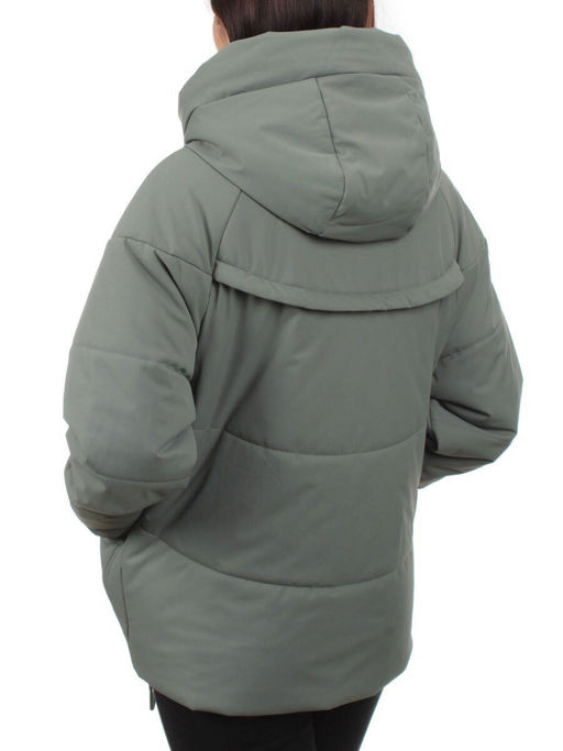 282 GRAY/GREEN Куртка зимняя облегченная женская (верблюжья шерсть)