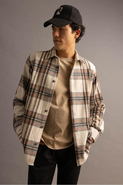 Рубашка стандартного кроя с длинным рукавом - Defacto фото 4