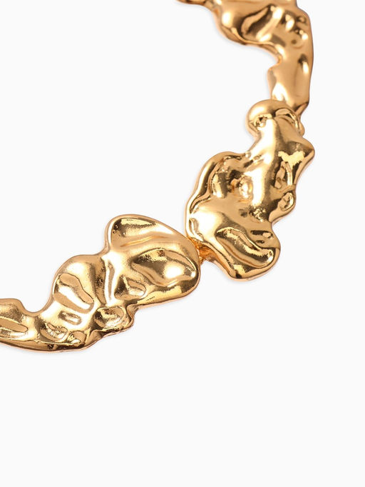 Набор 2 предмета: серьги, колье Мятое, 35 см, серьги 6 см, цвет золото