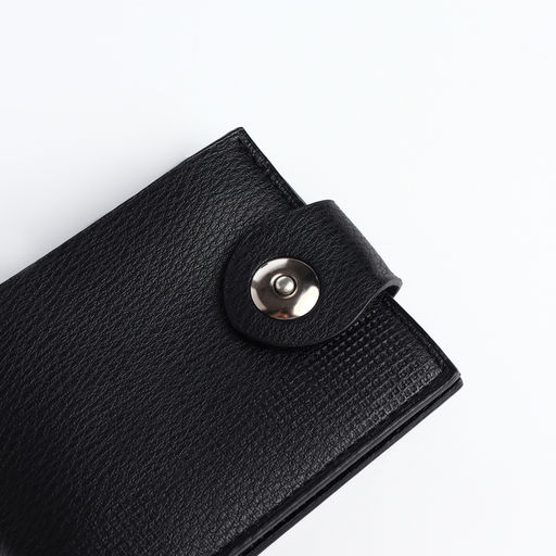 Портмоне мужское «Бадр», на кнопке, отдел для карт, монет, чёрное