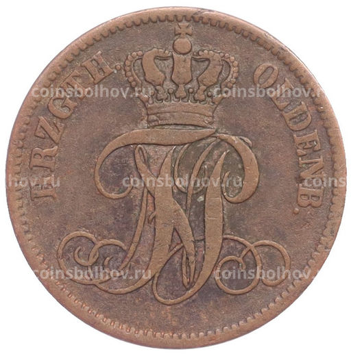 Монета 3 шварена 1869 года B Ольденбург