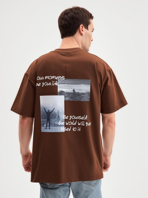 Футболка мужская MINAKU: Moments, коричневая, р-р 52-54