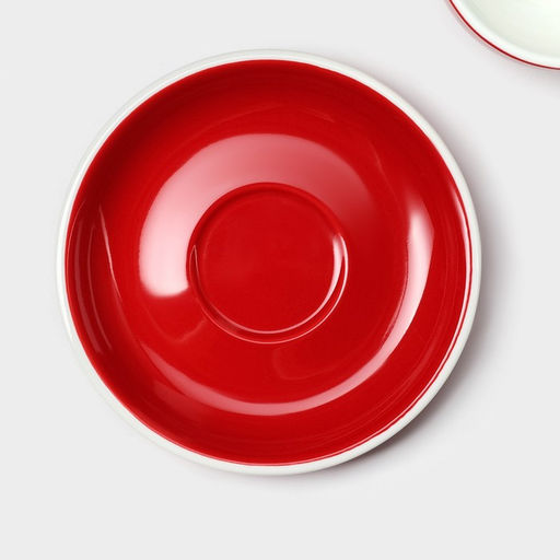 Кофейная пара фарфоровая Magistro Coffee time, 2 предмета: чашка 200 мл, блюдце d=14,5 см, цвет красный  фото 4