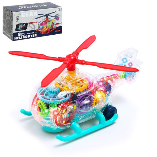 Вертолет Шестерёнки, свет и звук, работает от батареек