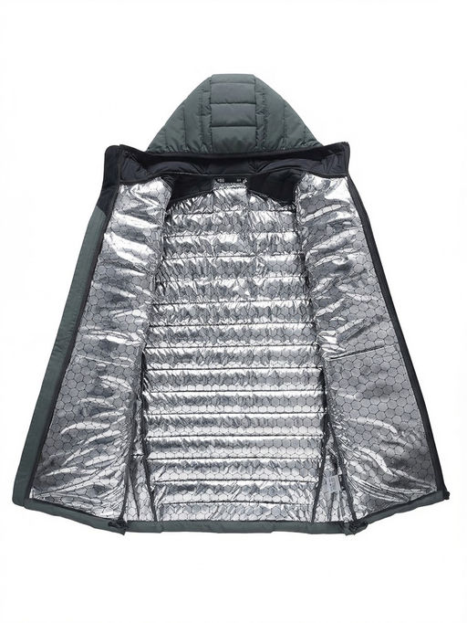 Куртка мужская удлинённая стёганая с капюшоном и графеновой подкладкой утеплитель тинсулейт