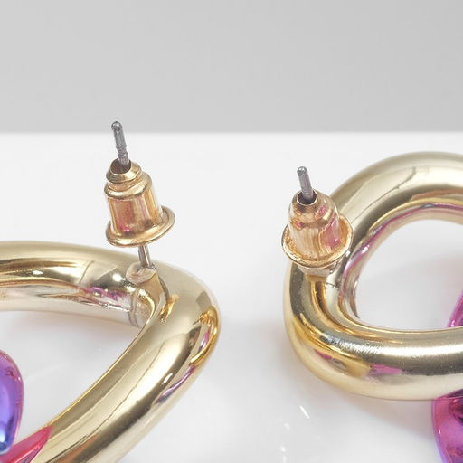 Серьги металл Цепь волшебство, цветные в золоте - Queen fair фото 2