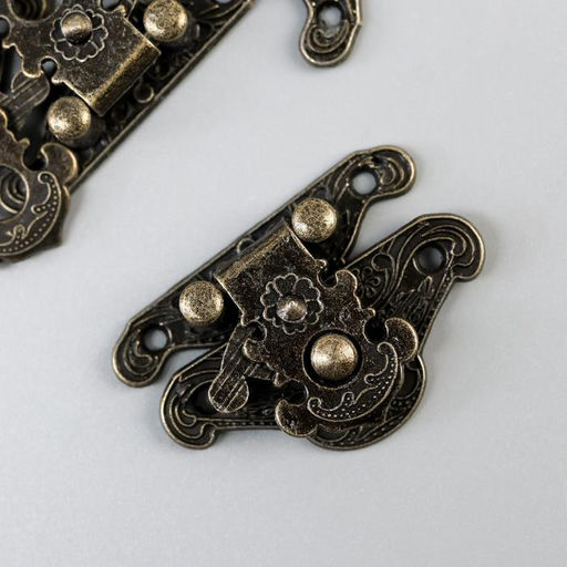 Замок металл для шкатулки «Старинный», набор 4 шт., 3.8×2.8×0.5 см