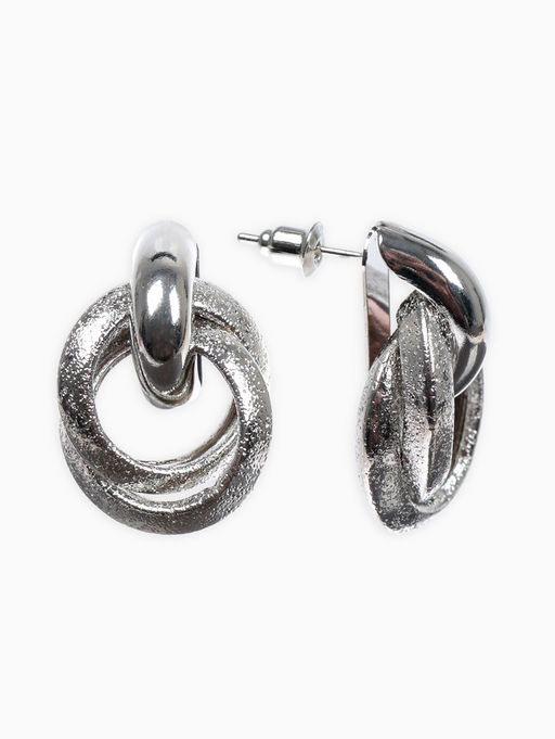 Серьги металл Фьюче круги плетения, цвет серебро