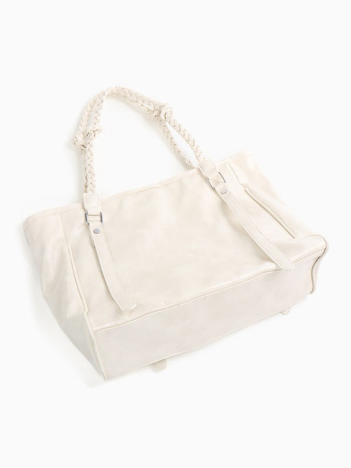 Сумка - шоппер женская на молнии, 44×10×29 см, однотонная, белая