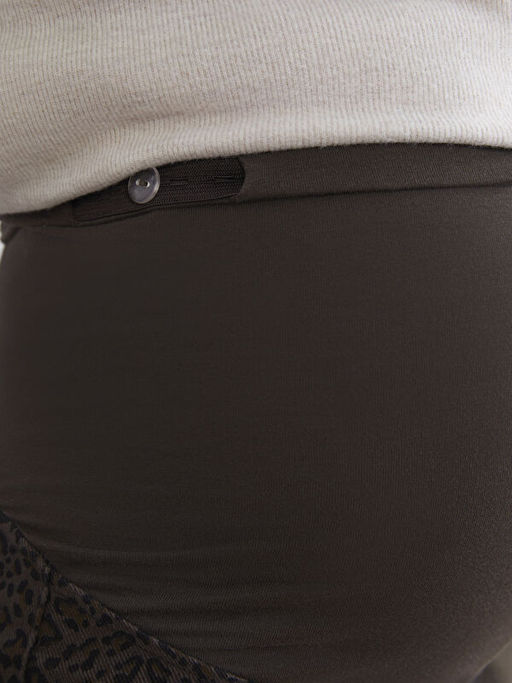 Kar?n Panelli Leopar Desenli Kad?n Jean Pantolon