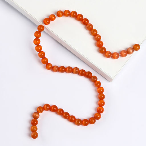 Бусины из натурального камня «Кошачий глаз» набор 50 шт.,1 шт. — 8 мм, оранжевый