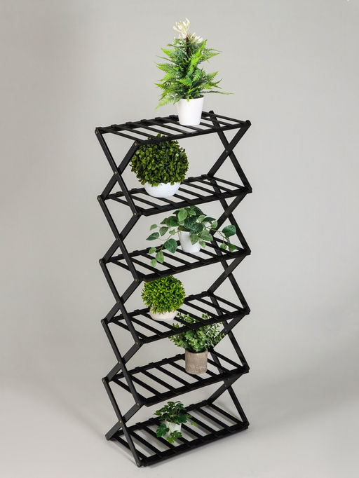 Стеллаж универсальный, 6 полок, 50×25×110 см, напольный, открытый, чёрный, Greengo