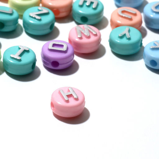 Цена за 2 шт. Бусины для творчества из акрила «Английский алфавит», 10×6 мм, набор 10 г, серебристые, МИКС