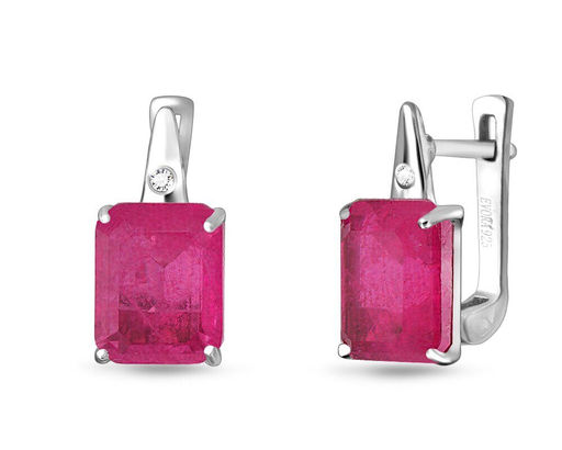 Серьги, турмалин малиновый выращ., Юкка