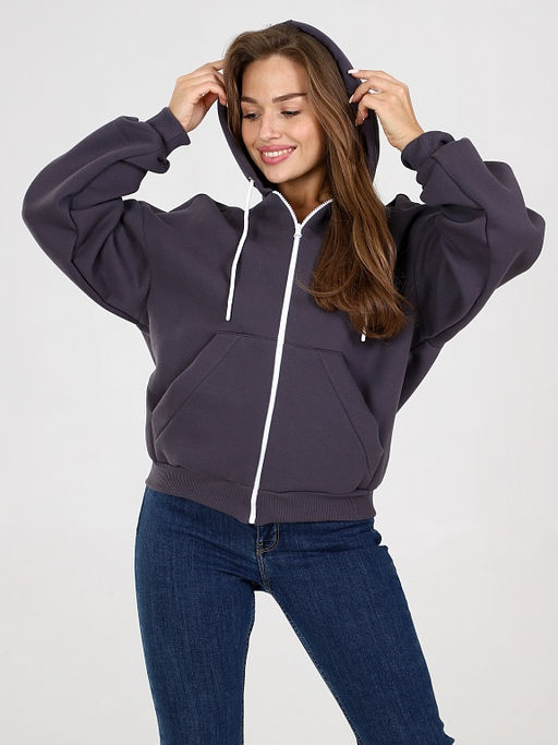 Толстовка Джерри  женская на молнии из футера с начесом Серая - Амавес-текстиль фото 9