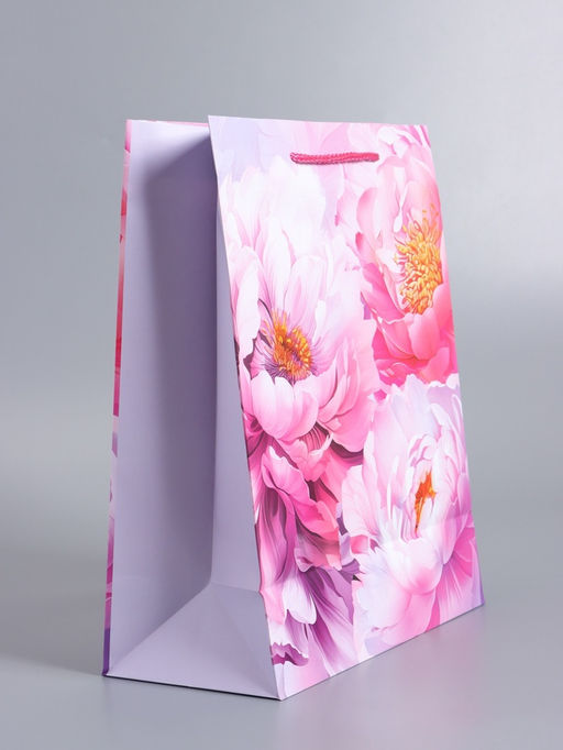Пакет подарочный ламинированный «Пионы», 26×12×32 см