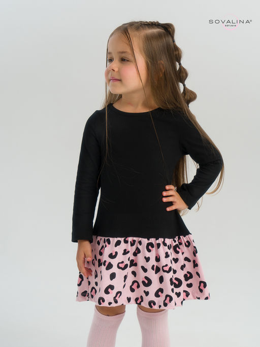 Платье Алиса дл/р черный-нежный леопард - Sovalina фото 28