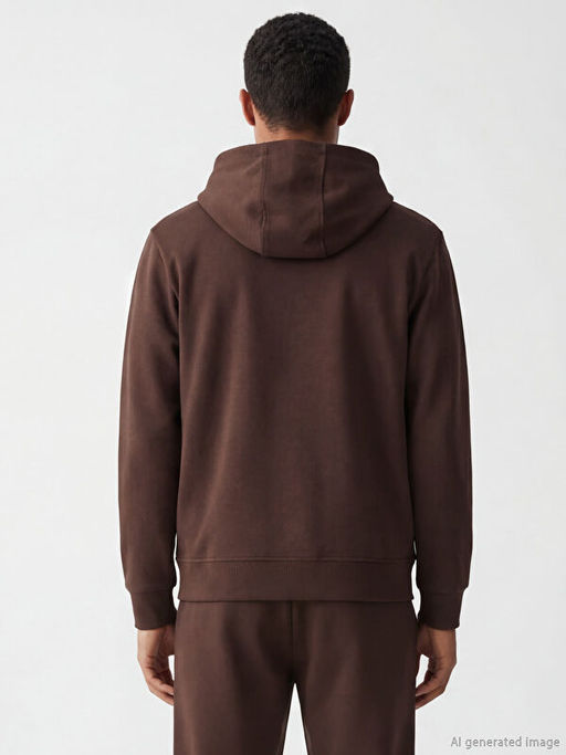 Kap??onlu Erkek Fermuarl? Sweatshirt