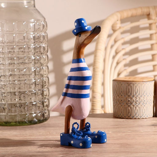 Сувенир «Утка в розово-голубой одежде», 13×9×27 см, дерево