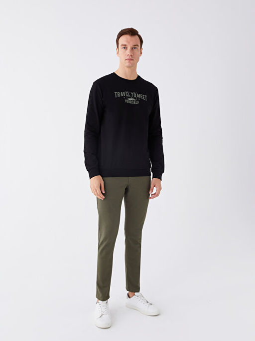Bisiklet Yaka Uzun Kollu Bask?l? Erkek Sweatshirt - Waikiki фото 3